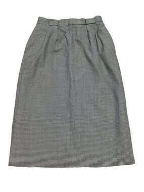 Vtg Orvis Herringbone Wool Skirt Sz 10 Black & White Lined Below Knee USA Made